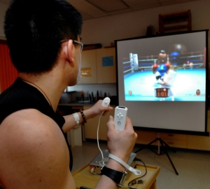 Nintendo Wii game console being used for patient rehabilitation in Edmunton hospital