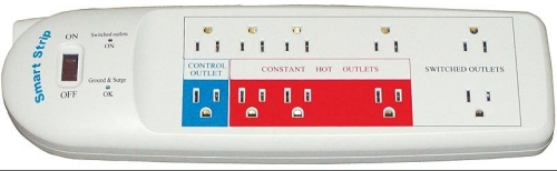 Smart Strip Power Strip saves power by turning off peripherals when main device is turned off