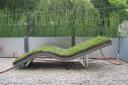 Lawn Chair covered with sod grass which makes it a literal lawn chair