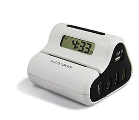 USB hub alarm clock letter opener all combined in one device
