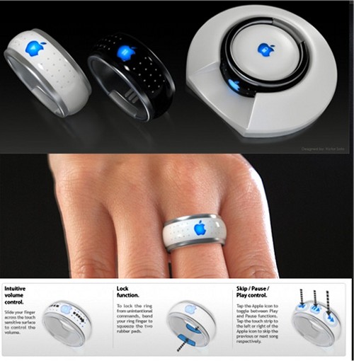 iRing concept ring that controls iPod and iPhone media devices