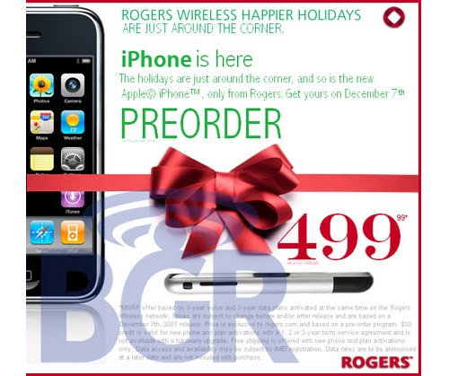 Rumors of the Apple iPhone coming to Canada through Rogers on December 7th