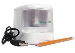 iSharpener USB pencil sharpener sharpens your pencil and displays flashy LED lights