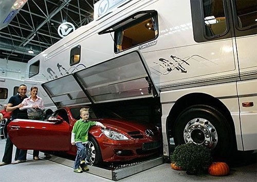 Luxury RV with built-in garage