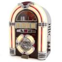 USB CD Rock Mini Jukebox is a jukebox reproduction that plays CDs, radio and MP3 files