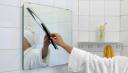 Bathroom Mirror Wiper cleans mirror of fog and gunk
