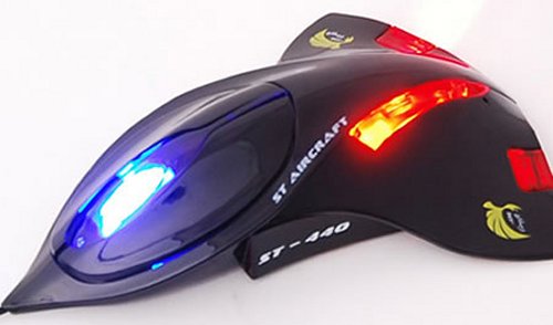 Stealth aircraft mouse with LED lights