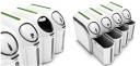 Barcode trashcan concept identifies the correct bin to recycle materials