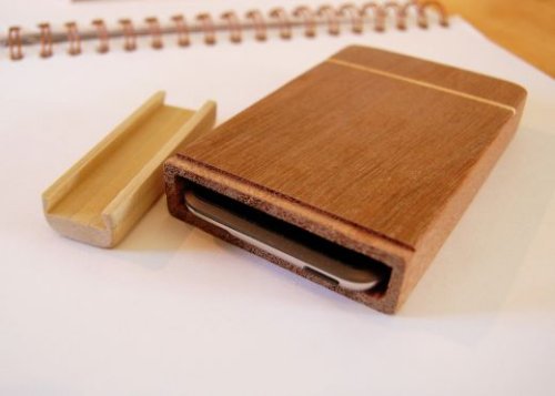 Hand-carved wooden iPod cases