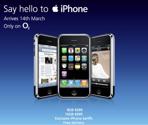 The Apple iPhone will be launched in Ireland March 14 with O2.