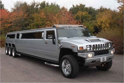 H2 Hummer Limousine with three rear axles and eight wheels