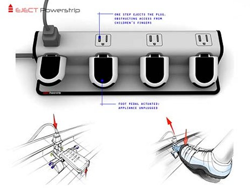 Eject Powerstrip concept uses pedals to eject the plugs and cut off power to save electricity