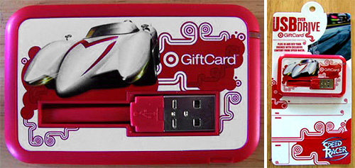 Target Speed Racer gift card flash drive