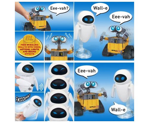 Wall-E and Eve interactive toys