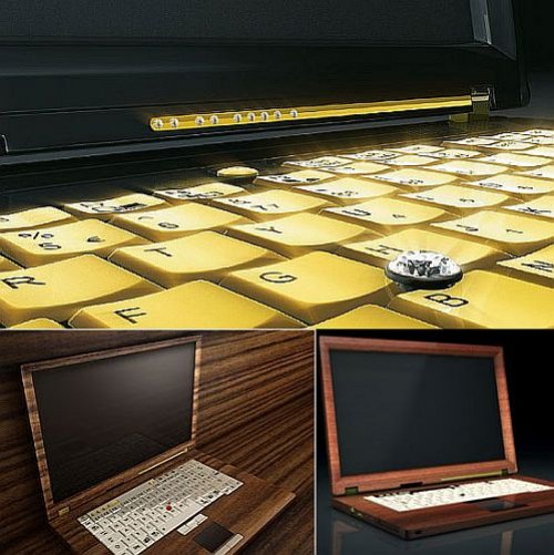 Singulum wooden notebooks sport ivory & gold keyboards