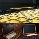 Singulum wooden notebooks sport ivory & gold keyboards