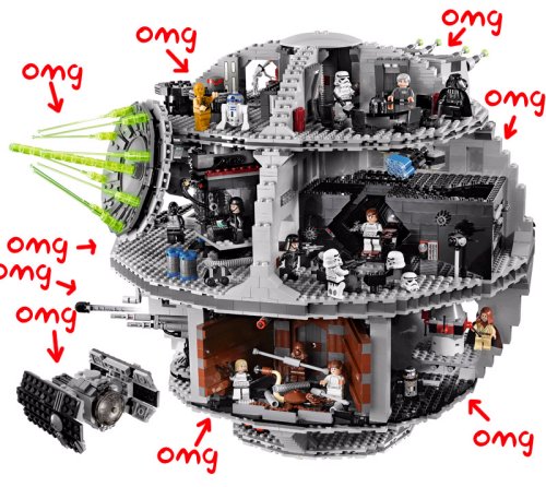 Lego Death Star featuring classic scenes from A New Hope