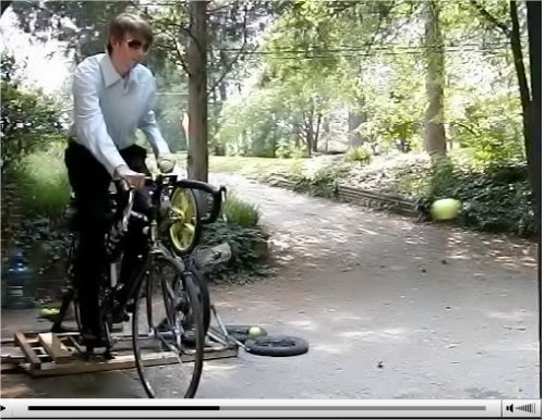 Pedal Power Tennis ball launching bike