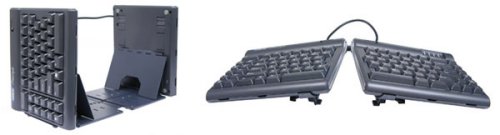 Kinesis ergonomic keyboards double as bookends