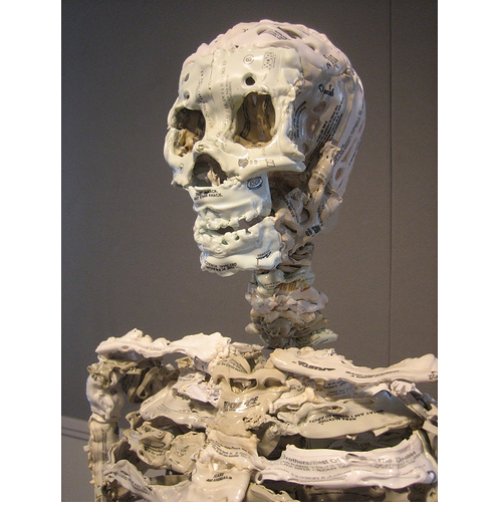 Skeleton made up of old melted cassettes