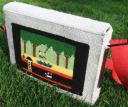 Apple Pitfall needlepoint laptop bag