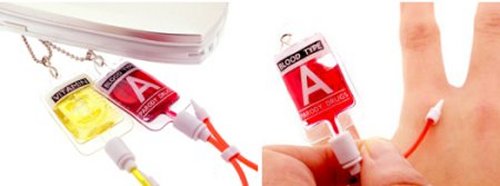 Blood bag cellphone strap displays your blood type
