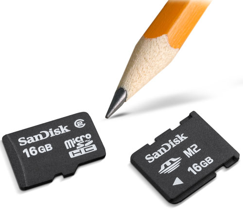 SanDisk 16GB microSD and M2 cards