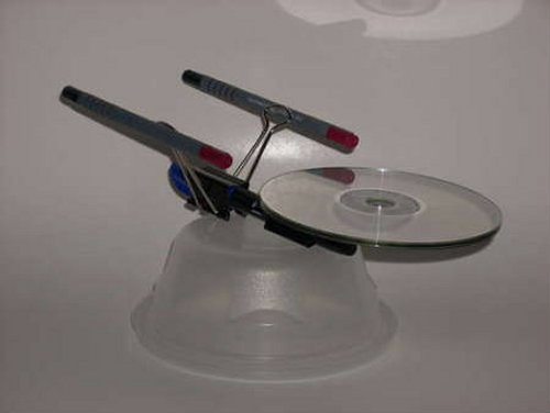 Starship Enterprise built from office supplies