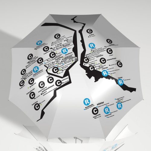 “The Guide” umbrella helps tourists