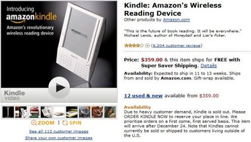Amazon Kindle sold out: Three month delay
