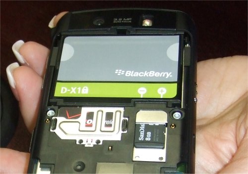 BlackBerry storm inside the back cover