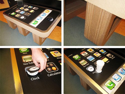 iPhone Coffee Table with built-in coaster app