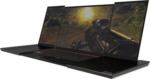 Prime gaming laptop with three collapsible OLED screens