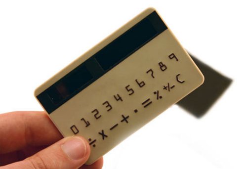 Solar-powered credit card calculator