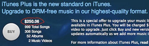 Apple lets you upgrade iTunes music to DRM-free, but it will cost you