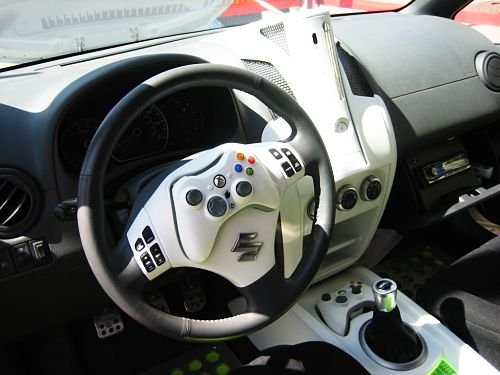 modded xbox 360 controller. An Xbox 360 in a car, you ask?