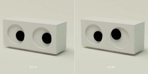 Googly-eyed clock tells time with googly-eyes