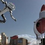 Alien squid fights a giant robot in Japanese tourism videos