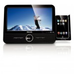 Philips portable DVD player with retractable iPod dock