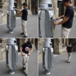 Grab a public scooter from a lamppost Grab a public scooter from a lamppost