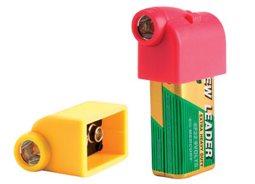 Battery Snaps turn batteries into an LED flashlight