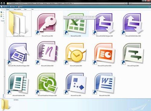 Screenshots of Office 2010