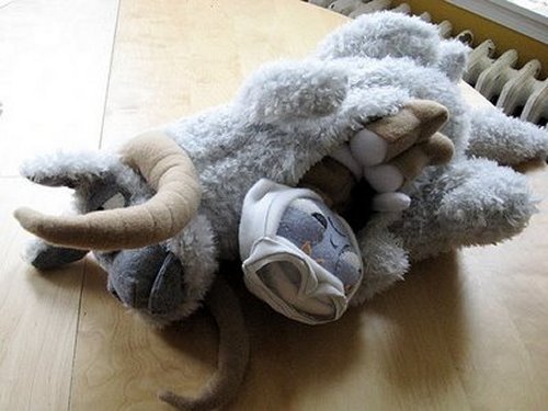 Plush Tauntaun with frozen Luke Skywalker