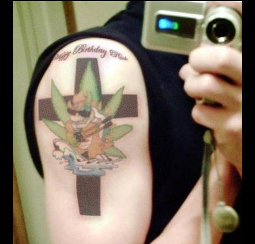 Cool Bowser/Hippie Tattoo. It's what Bowser would look like if he smoked 