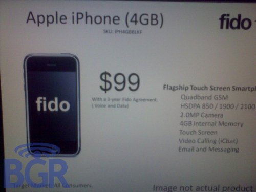 Fido to offer 4GB iPhone 3G