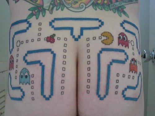 Pac-Man butt maze. I always wondered just where Pac-Man went when he 