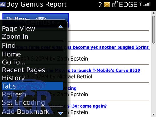 BlackBerry OS 5.0 to get tabbed browsing