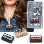 Microcassette tape rewinds your headphone cord