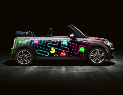 Space Invaders and Pac-Man art cars
