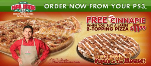 Order Papa John’s Pizza from your PS3